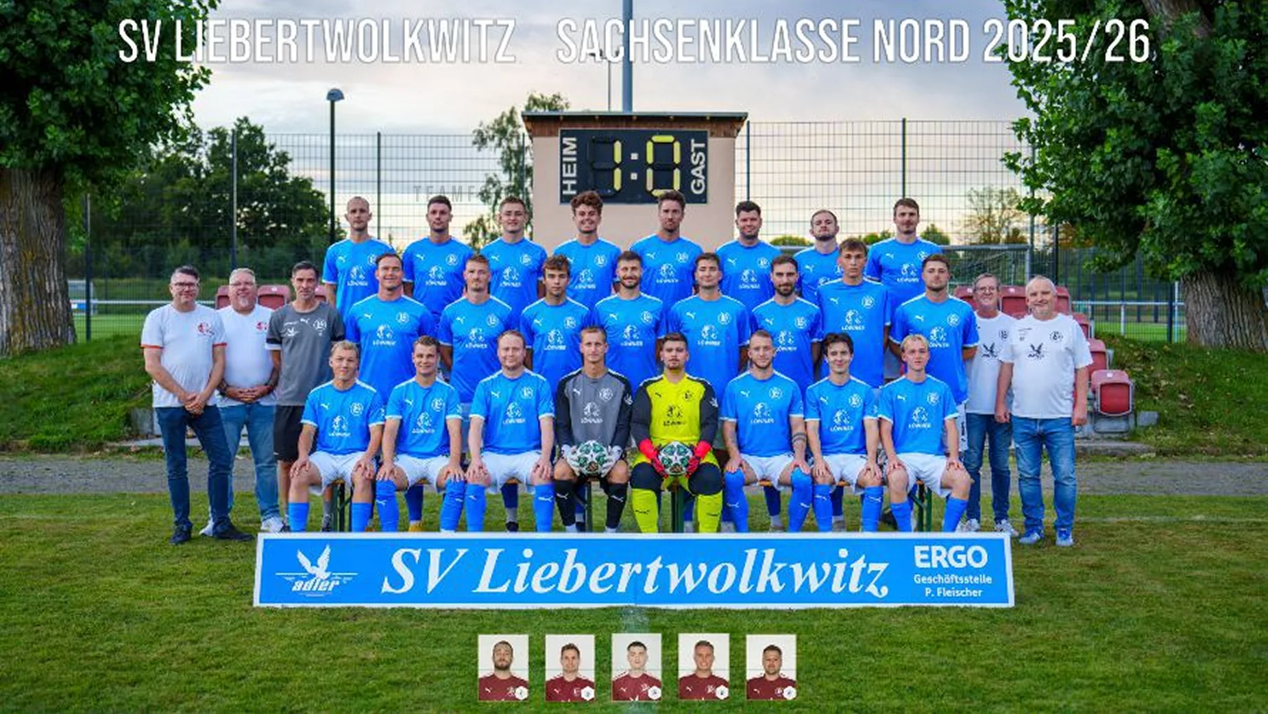 Mannschaft des SV Liebertwolkwitz, unterstützt von Bauservice Löwner